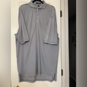 Peter Millar  Men’s size Large blue white striped polo.